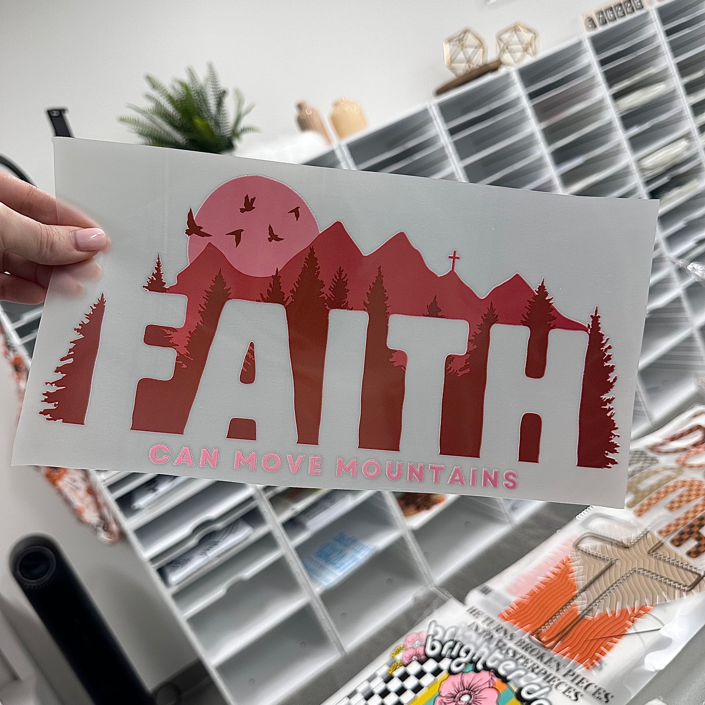 faith can move mountains clear film screen print