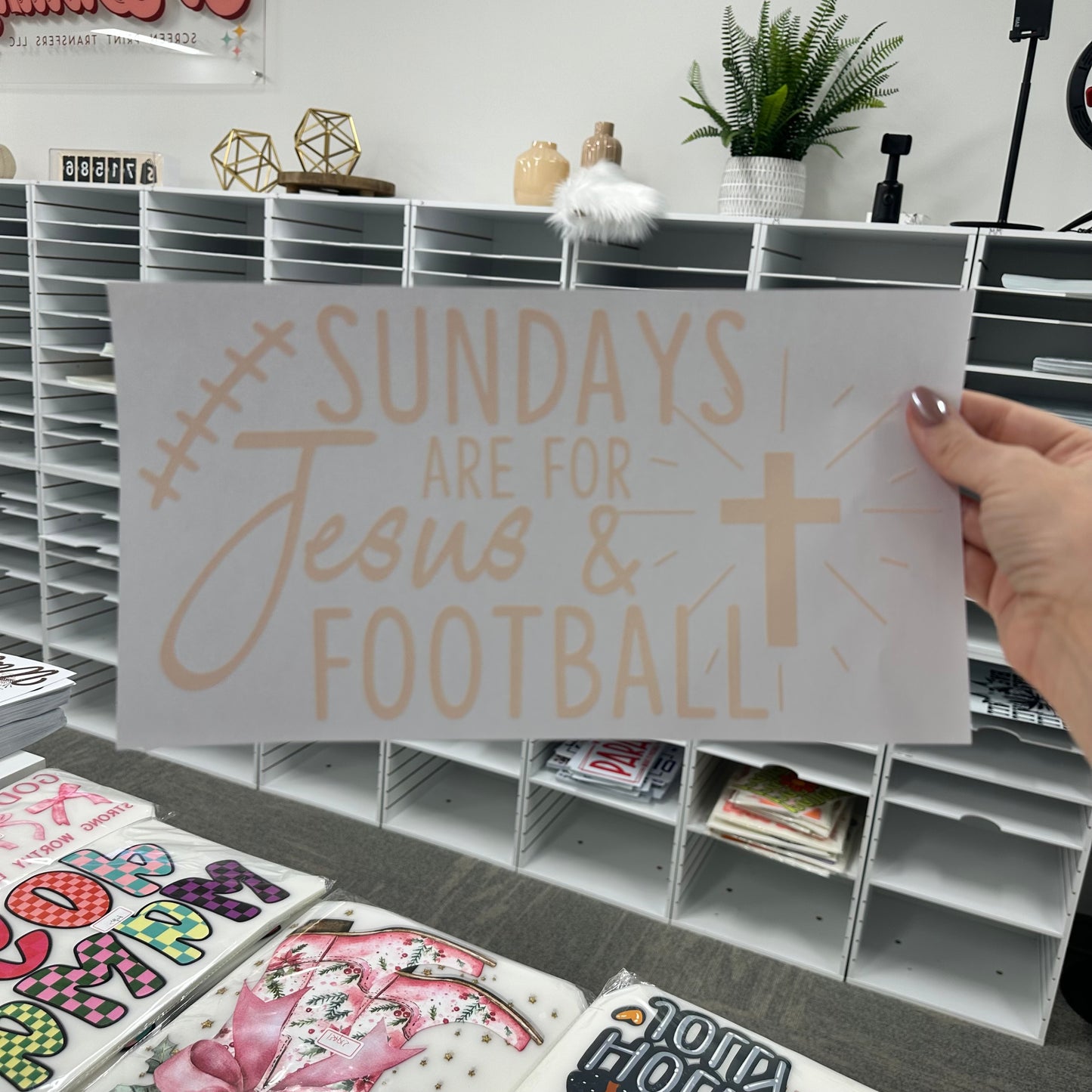 sundays are for Jesus + football screen print transfer