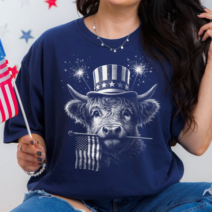 half tone patriotic cow screen print transfer•