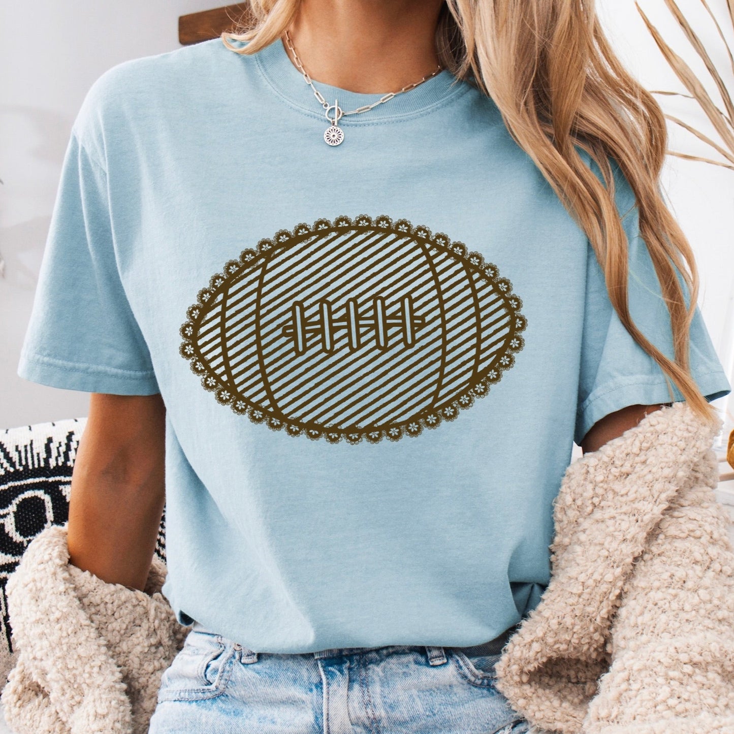 preppy football screen print transfer