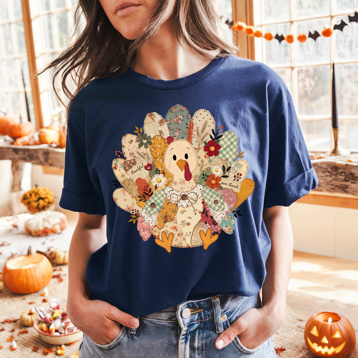 patchwork turkey clear film screen print