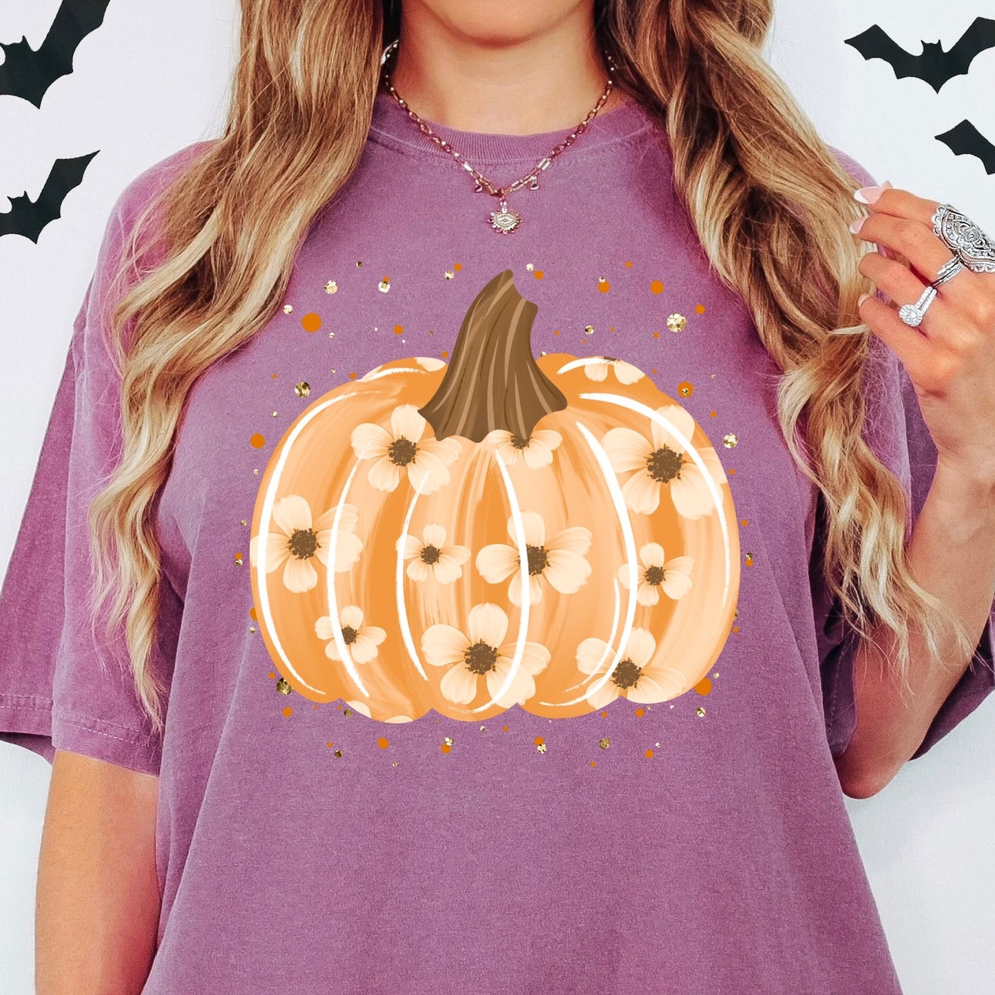 floral pumpkin clear film screen print