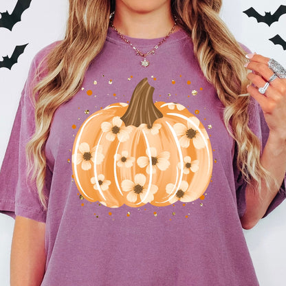 floral pumpkin clear film screen print