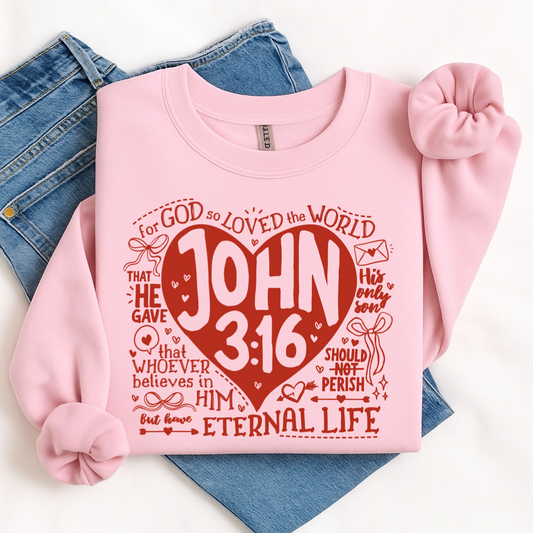valentines John 3:16 screen print transfer