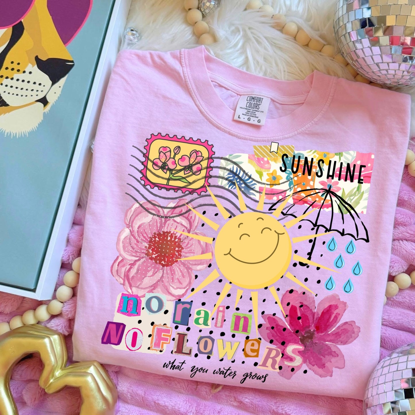 retro sunshine collage clear film screen print