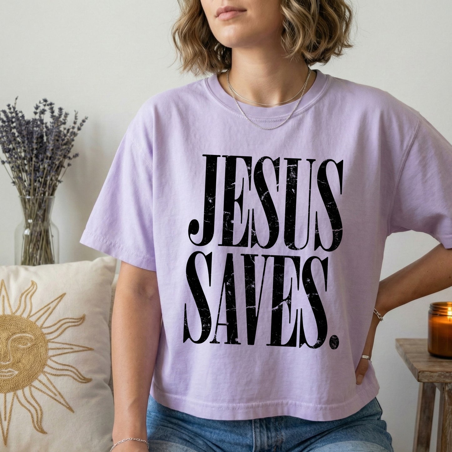 Jesus Saves screen print transfer•