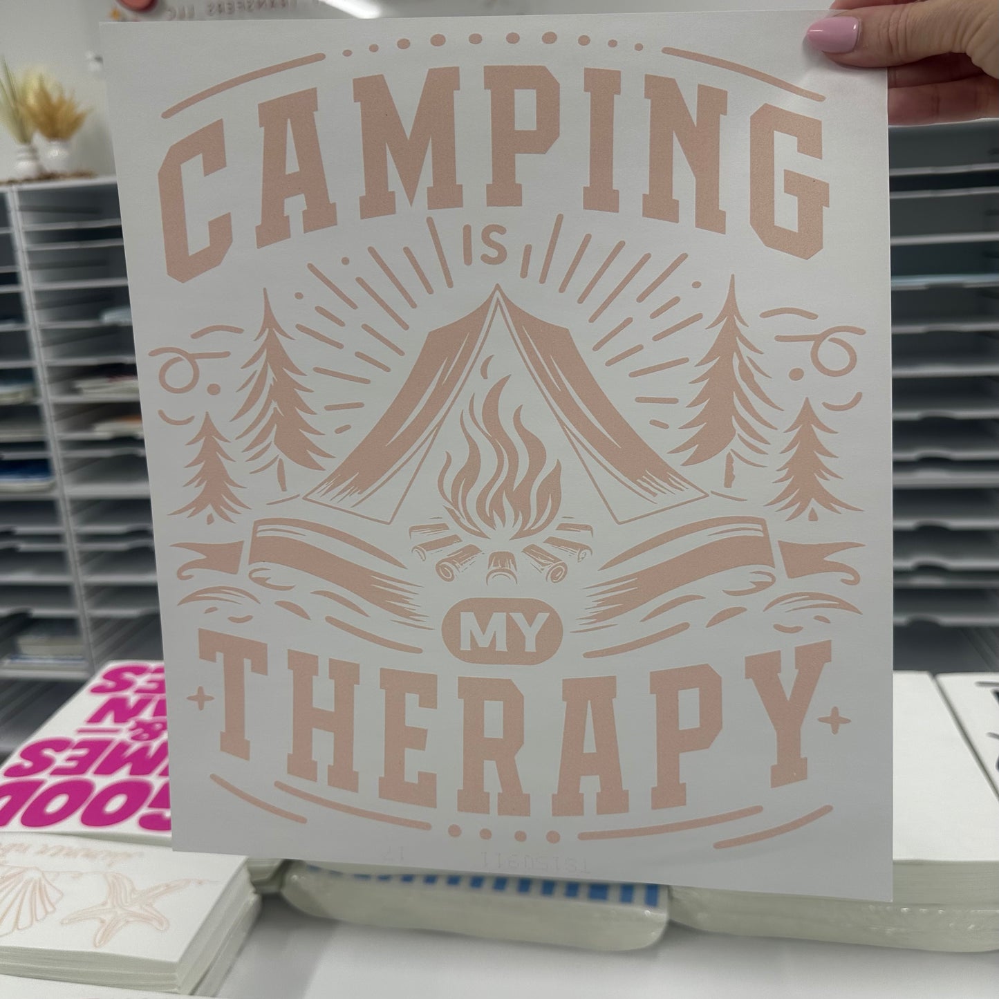 camping is my therapy screen print transfer•