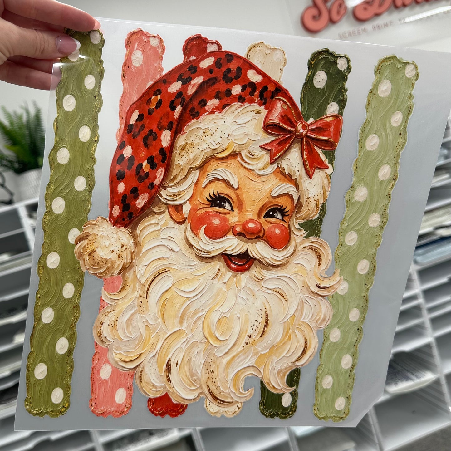 PRE-ORDER hand painted Santa DTF 5-7 BIZ DAY TAT