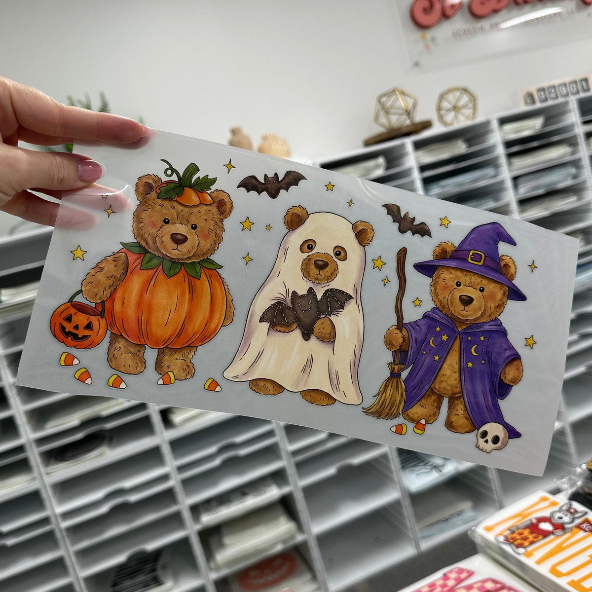 halloween teddy bears clear film transfer