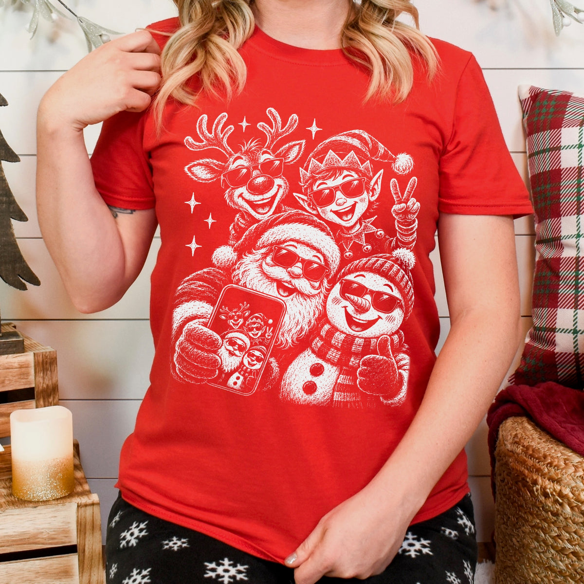 christmas selfie screen print transfer