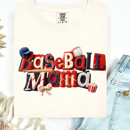 baseball mama clear film screen print