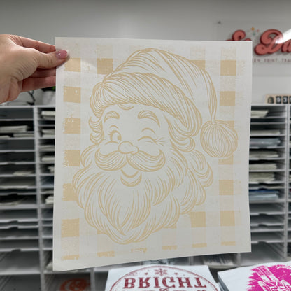 santa gingham screen print transfer