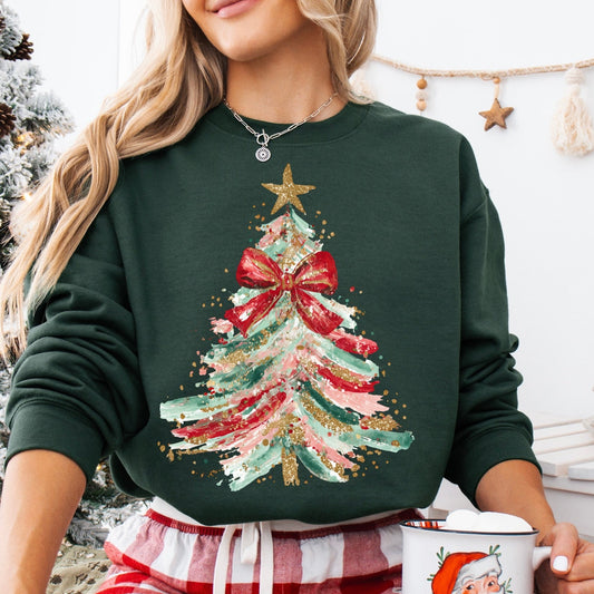 GLITTER brush stroke tree clear film screen print