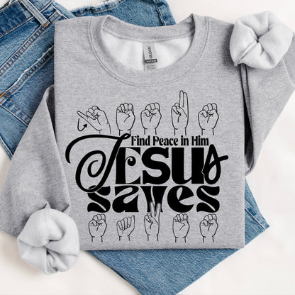 Jesus Saves sign language screen print transfer