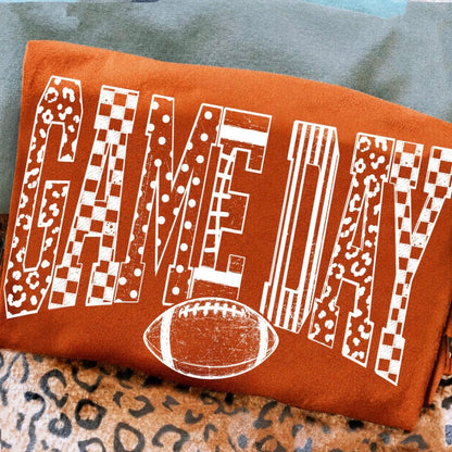 game day mixed pattern screen print transfer