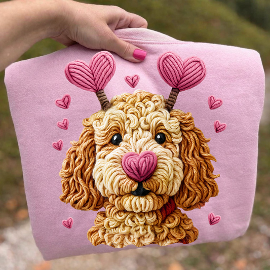 valentine doodle dog clear film screen print