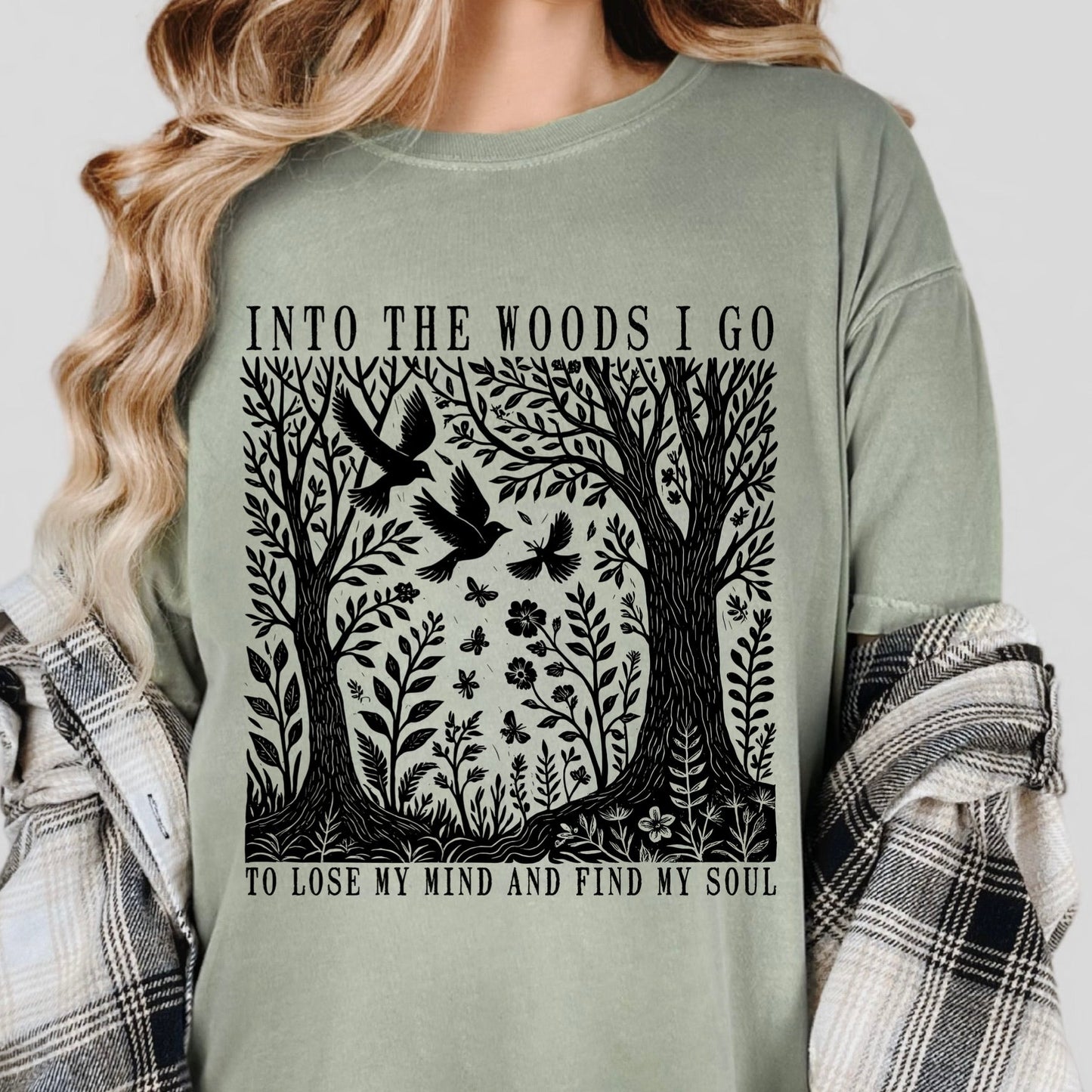 Into the woods I go screen print transfer