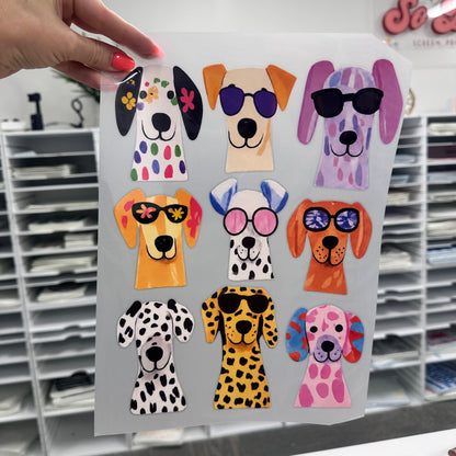 PRE-ORDER 5-7 biz day tat colorful dogs DTF