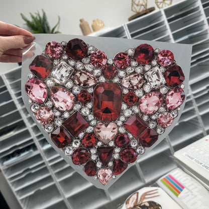 faux jewel heart clear film screen print