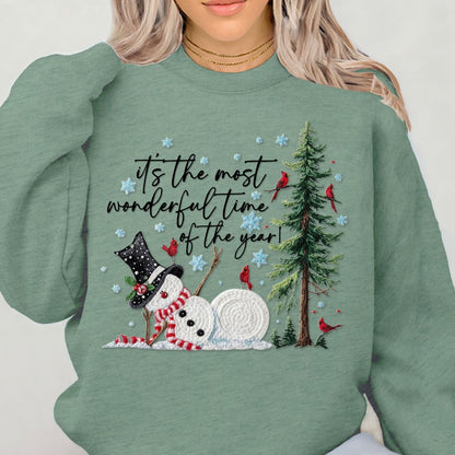 winter snowman faux yarn DTF 300°