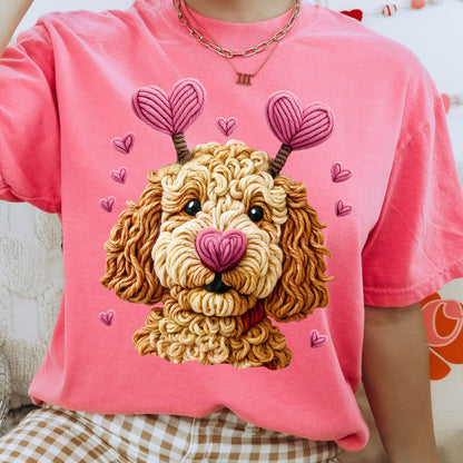 valentine doodle dog clear film screen print