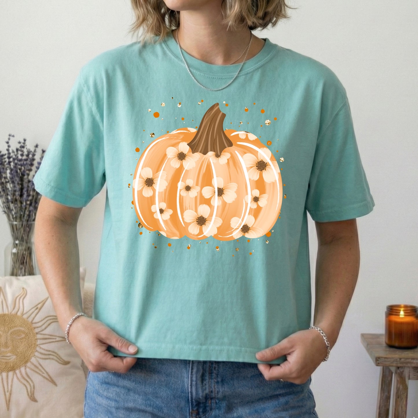 floral pumpkin clear film screen print