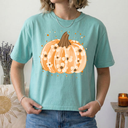 floral pumpkin clear film screen print