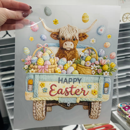 Happy Easter truck clear film screen print