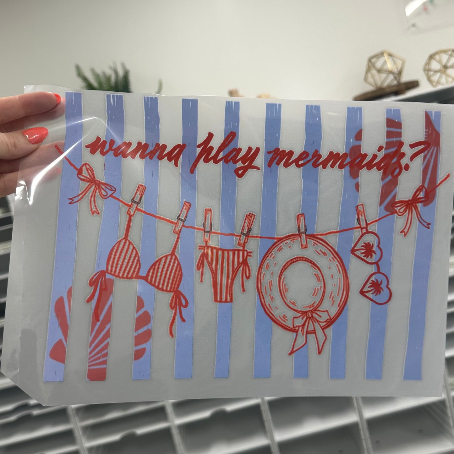wanna play mermaids? clear film screen print•