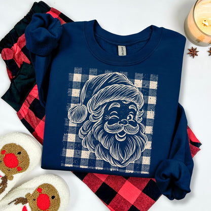 santa gingham screen print transfer