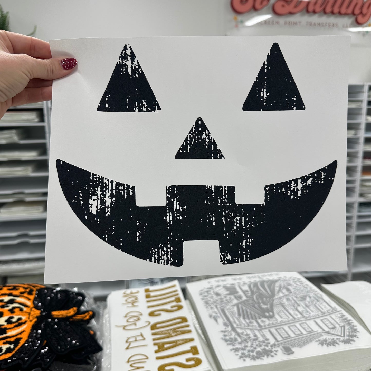 jackolantern face screen print transfer