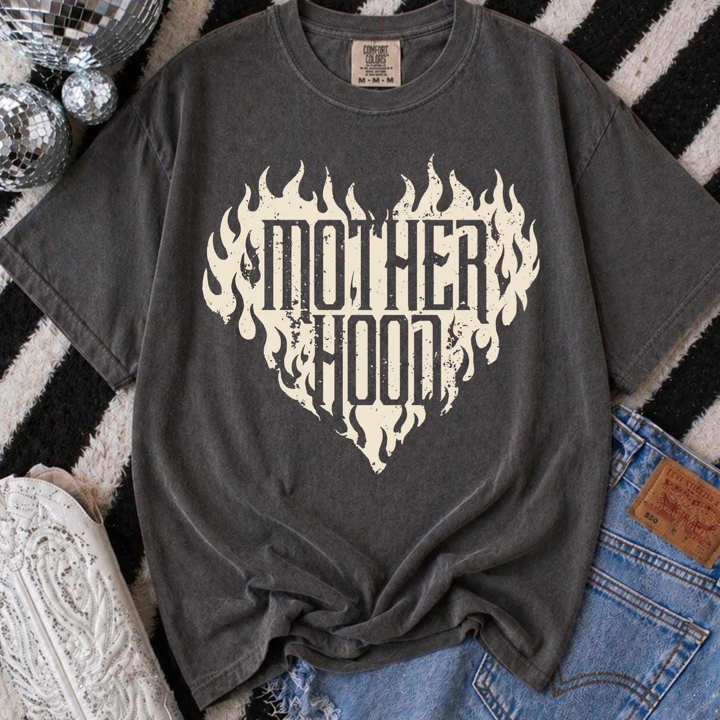 motherhood tattoo heart screen print transfer•