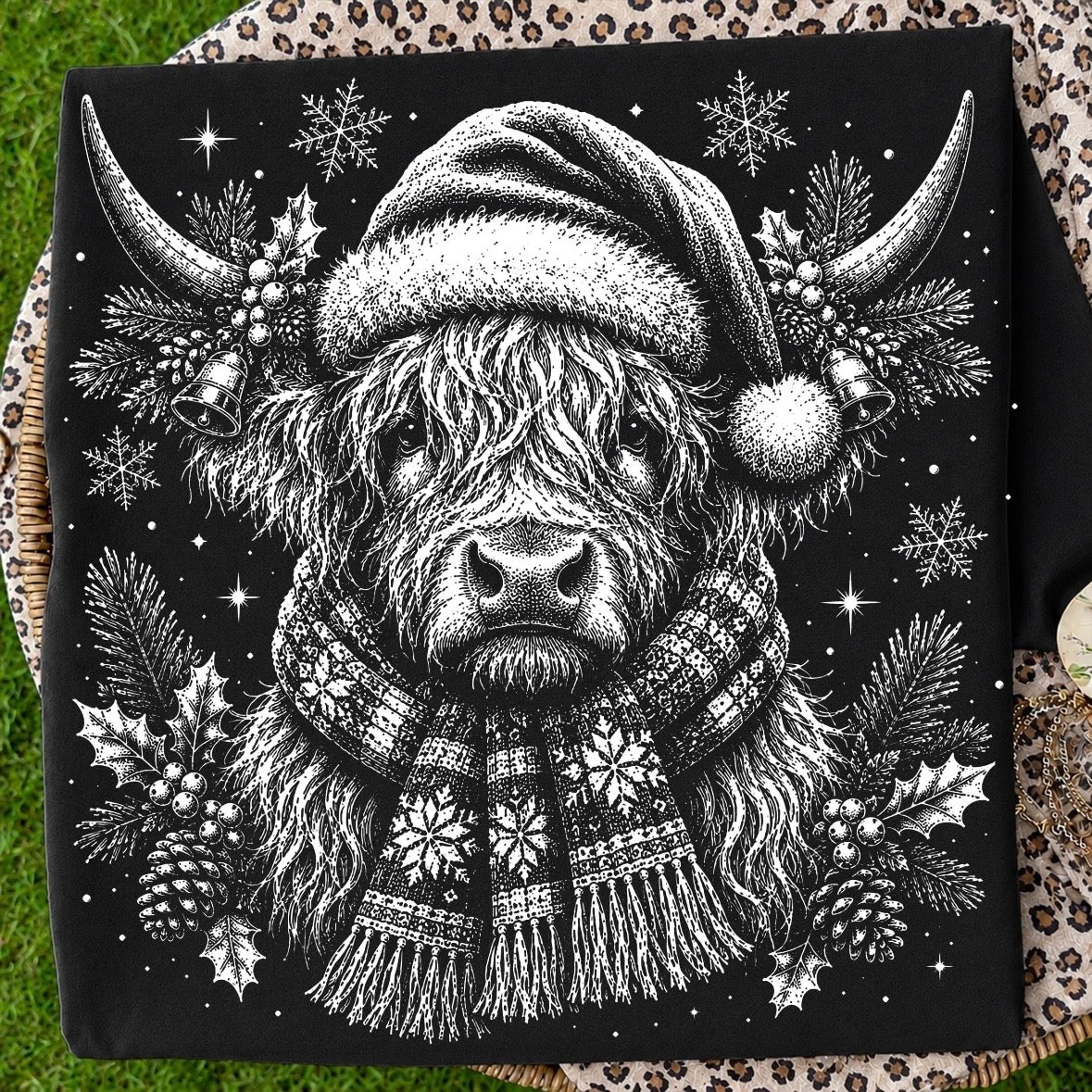 christmas cow screen print transfer