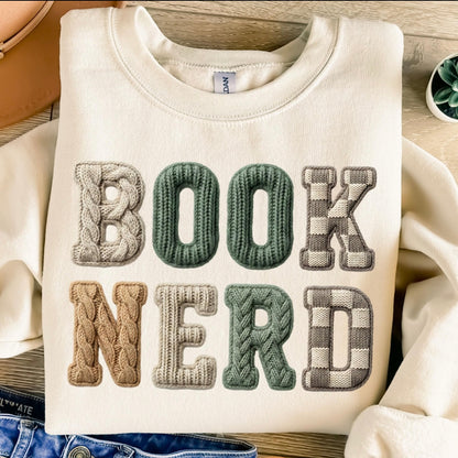 Book Nerd faux yarn clear film screen print