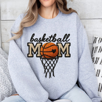 Basketball mom faux yarn clear film screen print