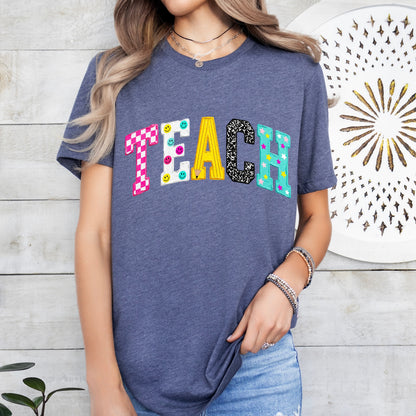 hand painted TEACH clear film screen print