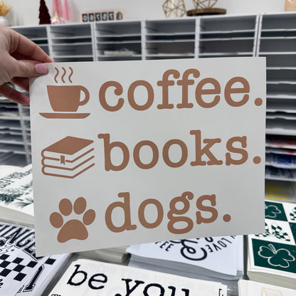 coffee books dogs screen print transfer