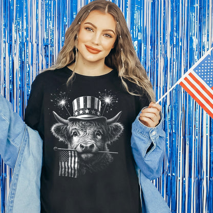 half tone patriotic cow screen print transfer•