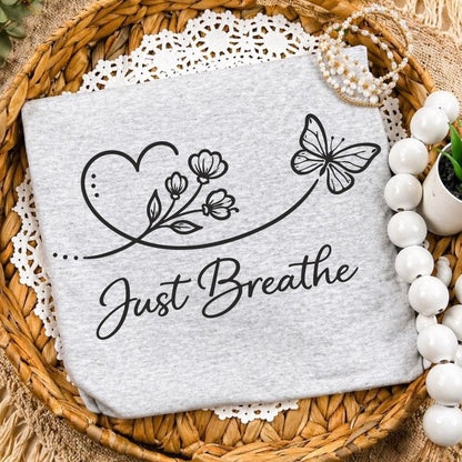 just breathe screen print transfer•
