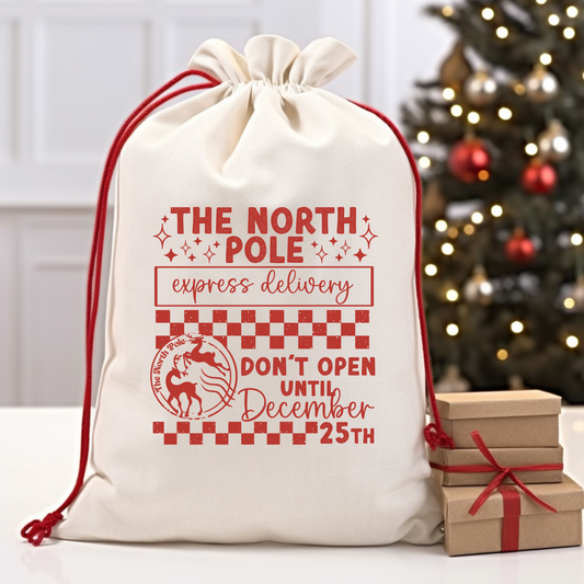 santa sack north pole express delivery screen print transfer