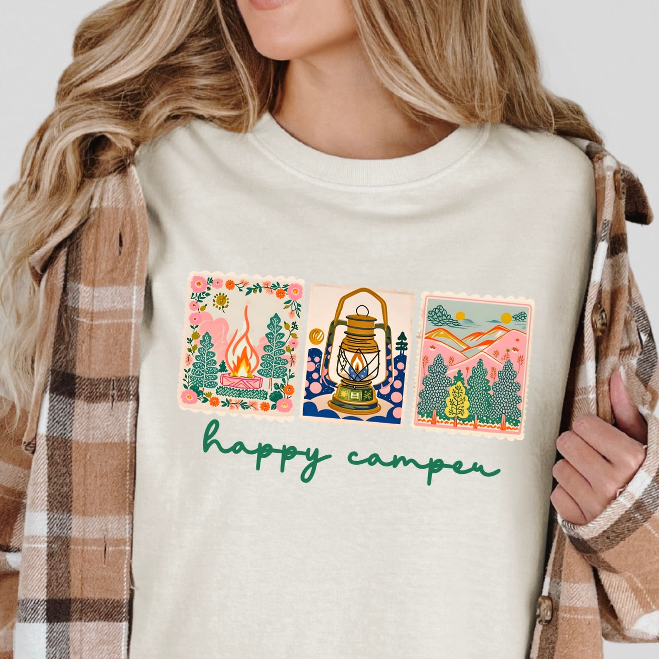 happy camper clear film screen print
