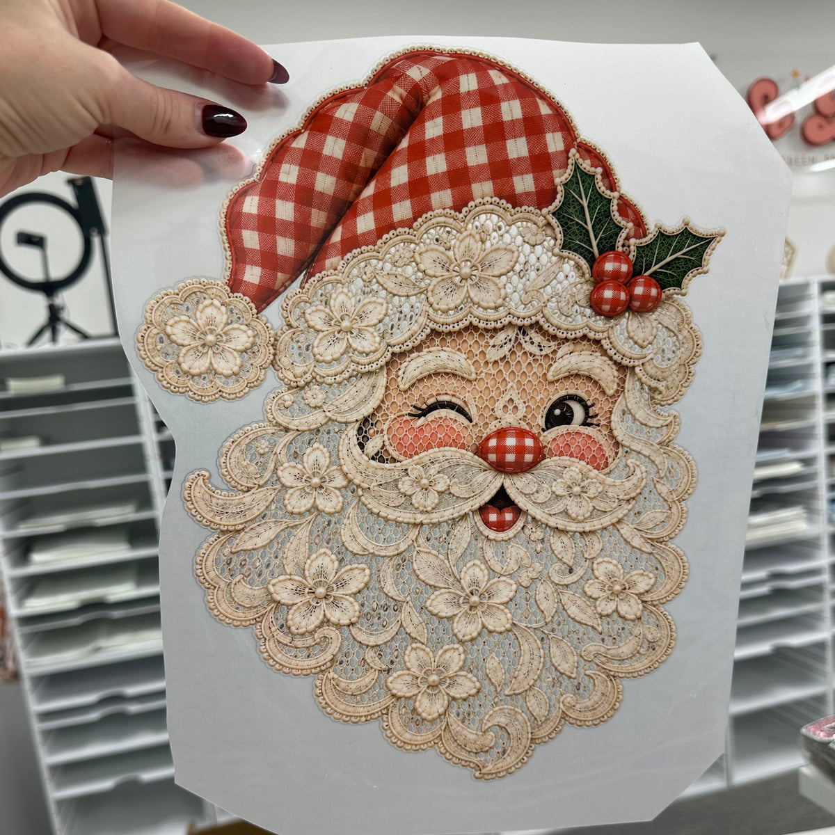 Lace Santa clear DTF PRE-ORDER 5-7 biz day tat