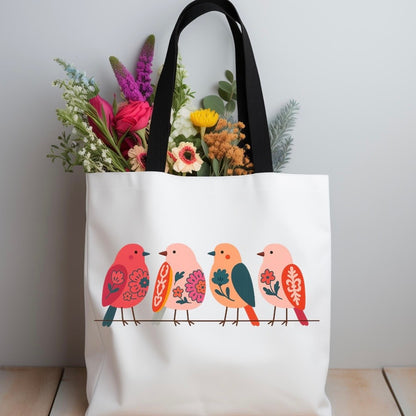 folk art birds clear film screen print