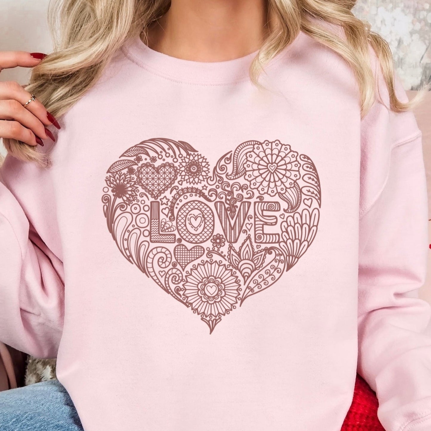 Metallic rose gold heart screen print transfer