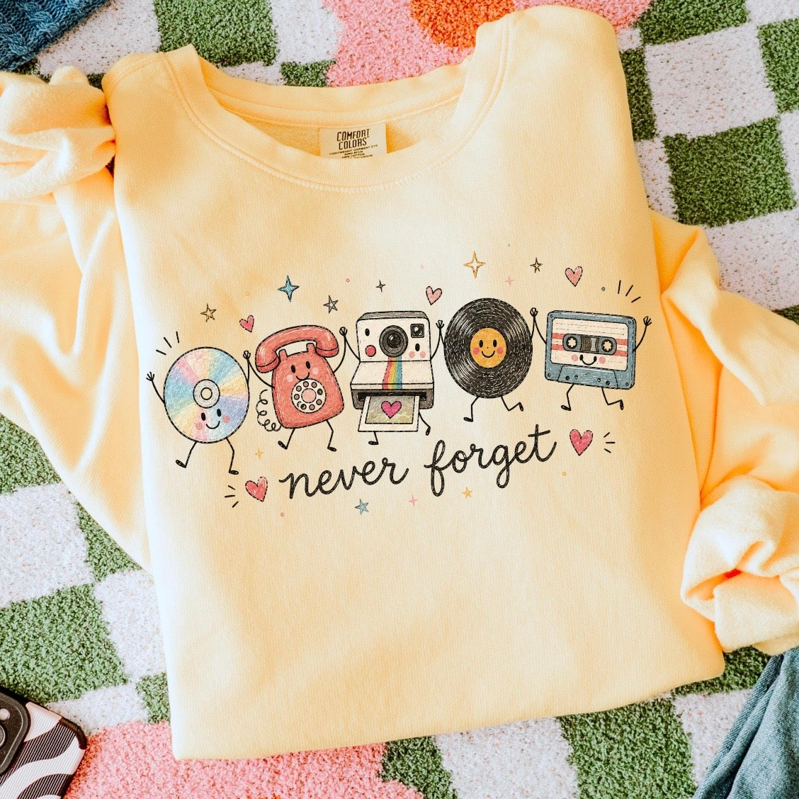 never forget nostalgic doodles clear film screen print