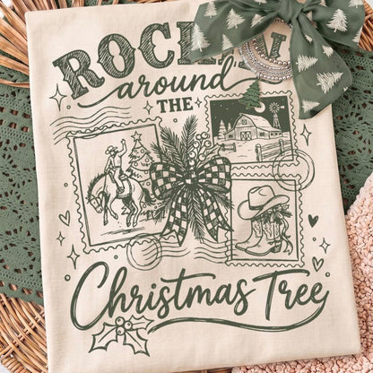 rockin around the christmas tree screen print transfer•