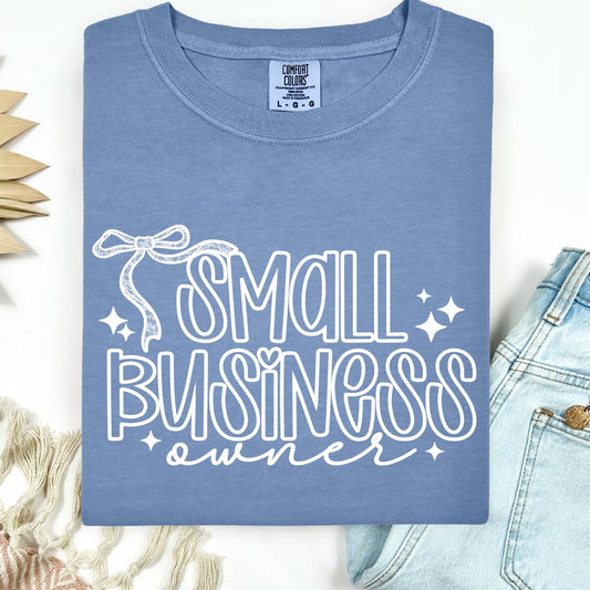 small business owner lace bow screen print transfer