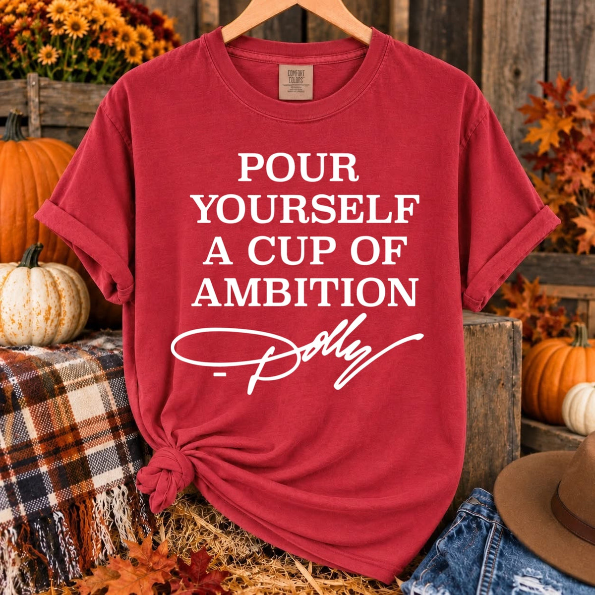 pour yourself a cup of ambition screen print transfer