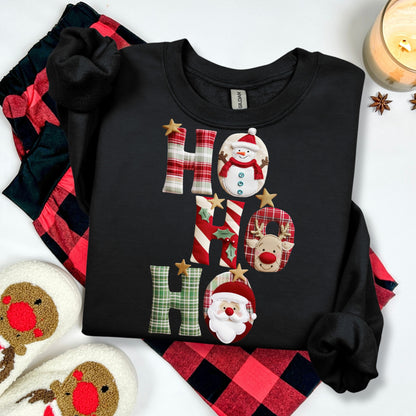 Ho Ho Ho faux fabric clear film screen print