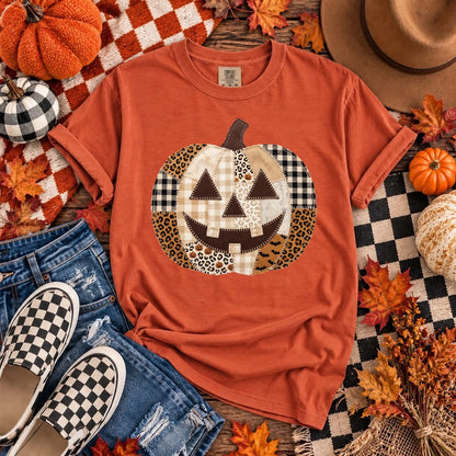 pumpkin checker leopard clear film screen print